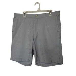 Peter Millar Shorts Mens 36 Blue Striped Seersucker Featherweight Apex Golf 8"